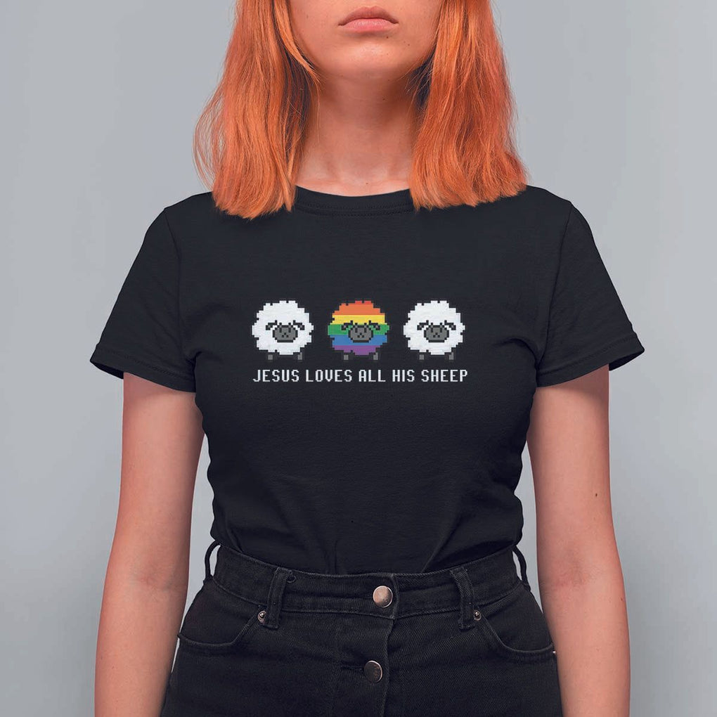 LGBTQ T Shirt For Women Jesus Loves All His Sheep Gay Pride Woolly Sheep TS11 Black Print Your Wear