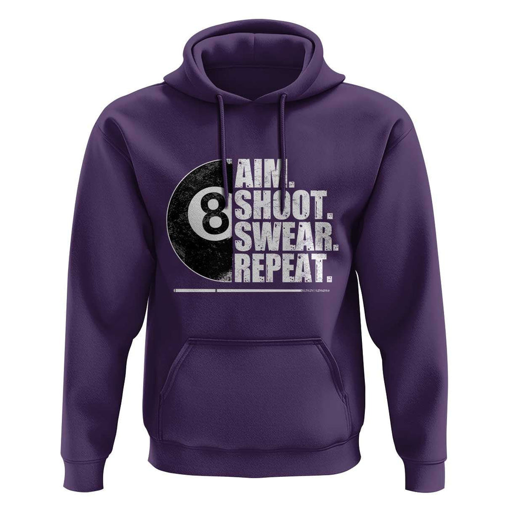Billards Lover Hoodie Aim Shoot Swear Repeat Funny Pool Balls Cue TS11 Purple Print Your Wear