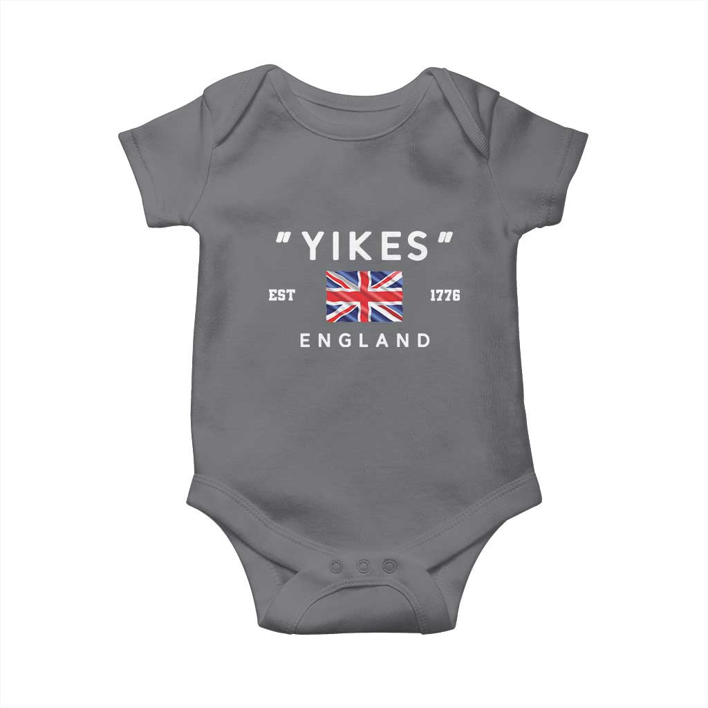 Funny Yikes England 1776 Baby Onesie 4th Of July USA Union Jack Flag TS11 Charcoal Print Your Wear