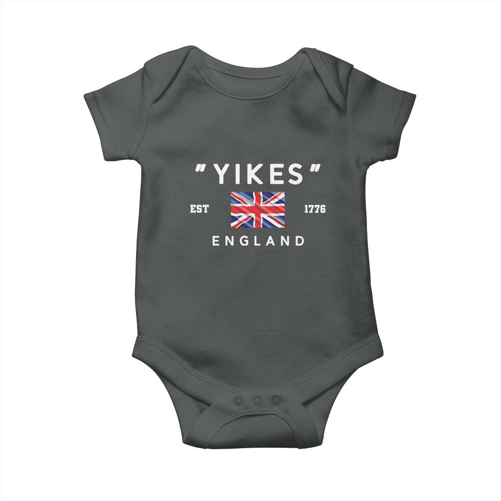 Funny Yikes England 1776 Baby Onesie 4th Of July USA Union Jack Flag TS11 Dark Heather Print Your Wear