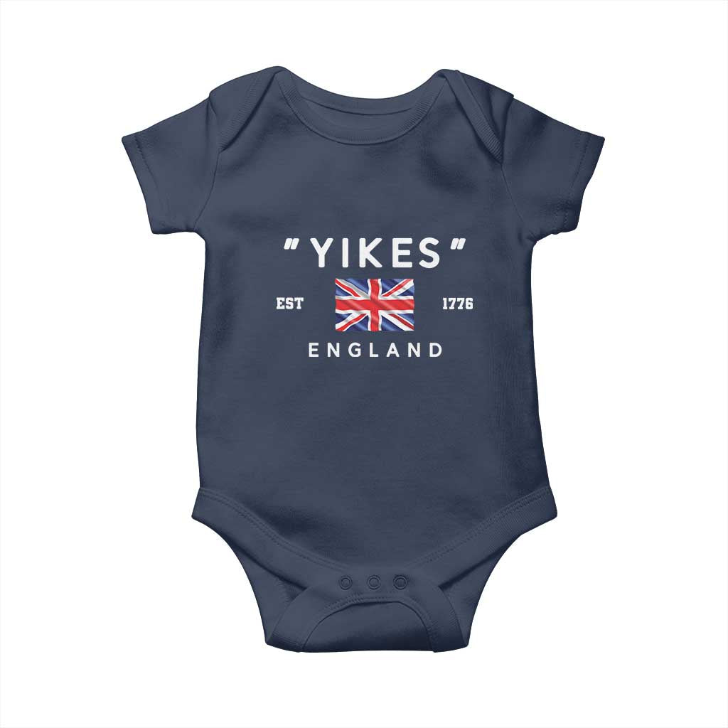 Funny Yikes England 1776 Baby Onesie 4th Of July USA Union Jack Flag TS11 Navy Print Your Wear