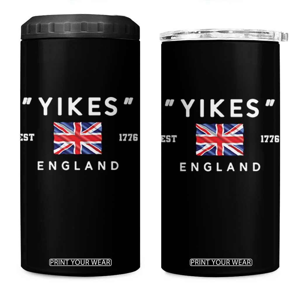 Funny Yikes England 1776 4 in 1 Can Cooler Tumbler 4th Of July USA Union Jack Flag TS11 One Size: 16 oz Black Print Your Wear