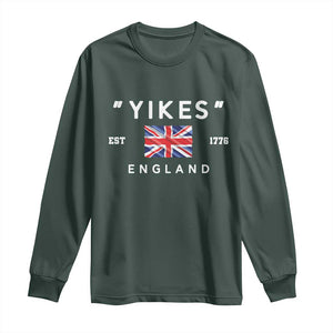 Funny Yikes England 1776 Long Sleeve Shirt 4th Of July USA Union Jack Flag TS11 Dark Forest Green Print Your Wear