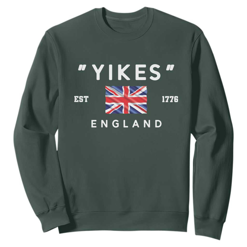 Funny Yikes England 1776 Sweatshirt 4th Of July USA Union Jack Flag TS11 Dark Forest Green Print Your Wear