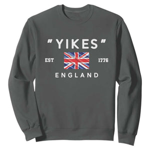 Funny Yikes England 1776 Sweatshirt 4th Of July USA Union Jack Flag TS11 Dark Heather Print Your Wear