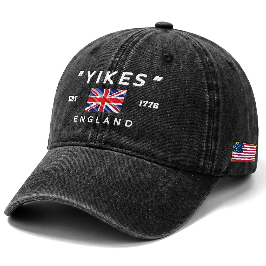 Funny Yikes England 1776 Washed Cotton Baseball Cap 4th Of July USA Union Jack Flag TS11 Print Your Wear