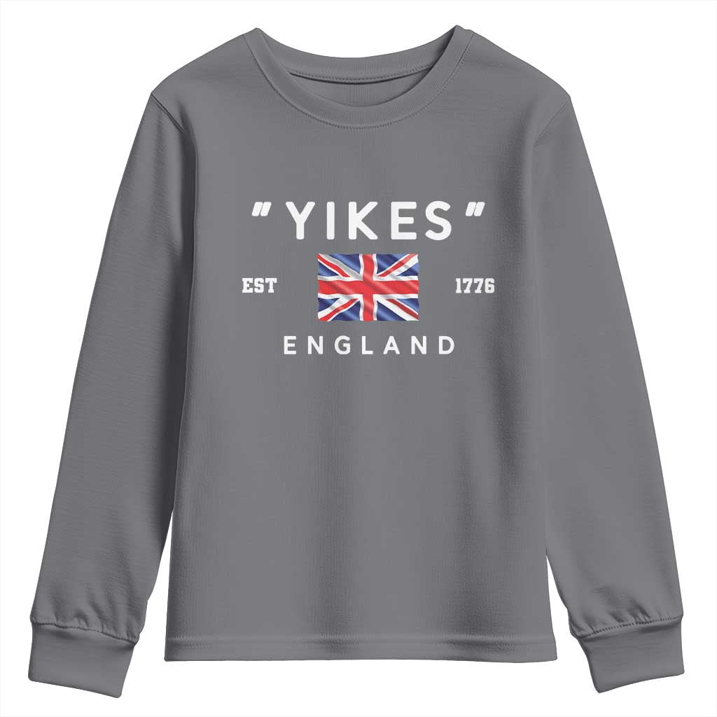 Funny Yikes England 1776 Youth Sweatshirt 4th Of July USA Union Jack Flag TS11 Charcoal Print Your Wear