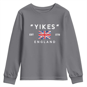 Funny Yikes England 1776 Youth Sweatshirt 4th Of July USA Union Jack Flag TS11 Charcoal Print Your Wear