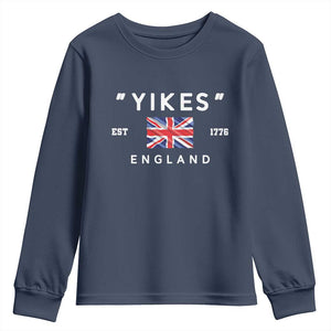 Funny Yikes England 1776 Youth Sweatshirt 4th Of July USA Union Jack Flag TS11 Navy Print Your Wear
