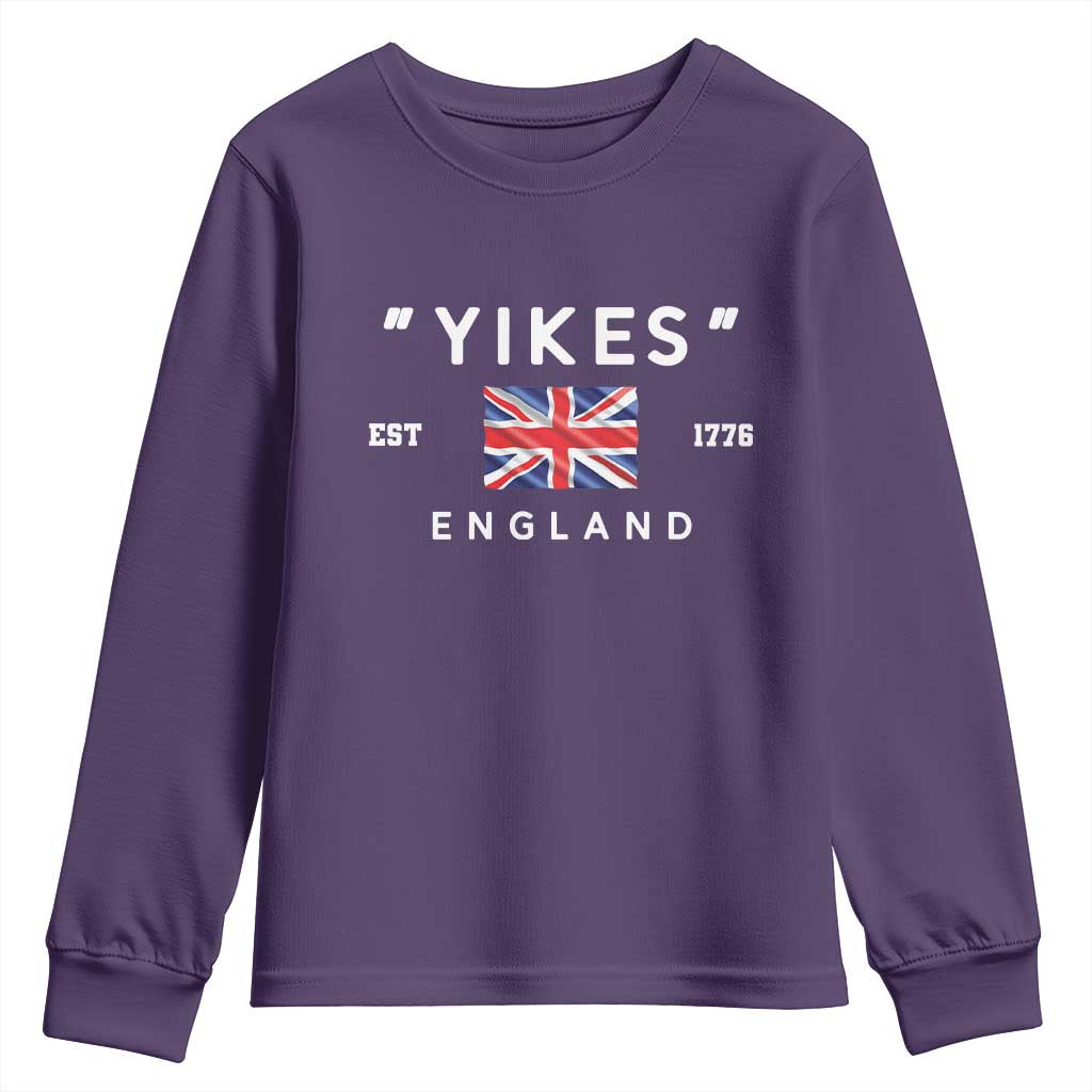 Funny Yikes England 1776 Youth Sweatshirt 4th Of July USA Union Jack Flag TS11 Purple Print Your Wear