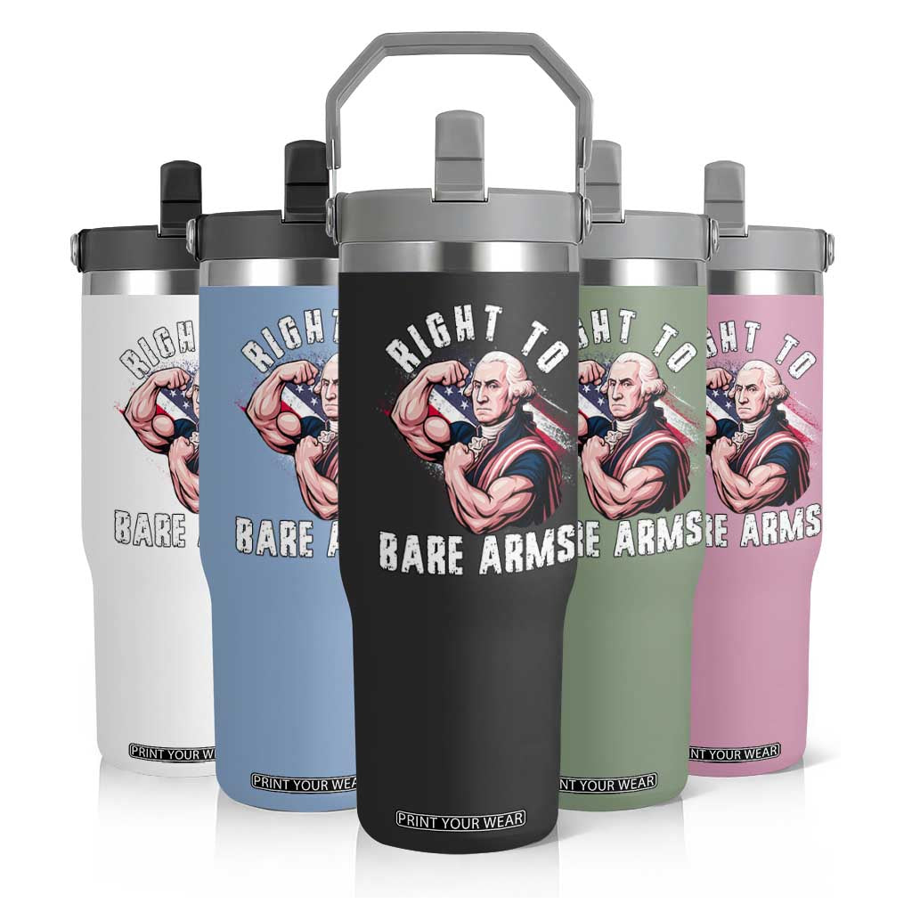 Funny Right To Bare Arms Flip Straw Tumbler 4th Of July Gym George Washington TS11 Print Your Wear
