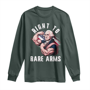 Funny Right To Bare Arms Long Sleeve Shirt 4th Of July Gym George Washington TS11 Dark Forest Green Print Your Wear