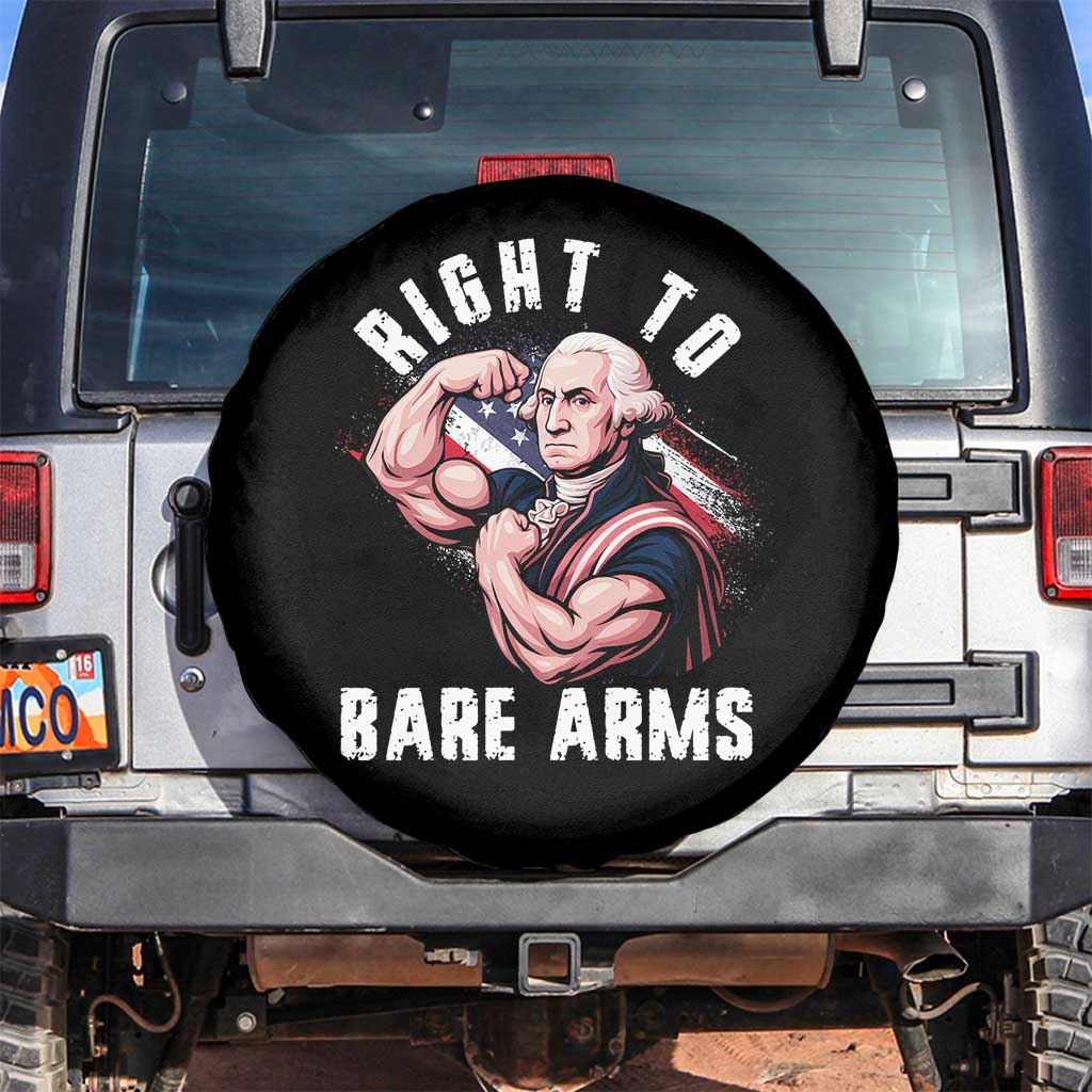 Funny Right To Bare Arms Spare Tire Cover 4th Of July Gym George Washington TS11 No hole Black Print Your Wear