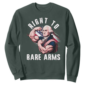 Funny Right To Bare Arms Sweatshirt 4th Of July Gym George Washington TS11 Dark Forest Green Print Your Wear