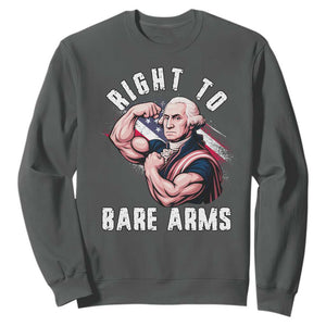 Funny Right To Bare Arms Sweatshirt 4th Of July Gym George Washington TS11 Dark Heather Print Your Wear