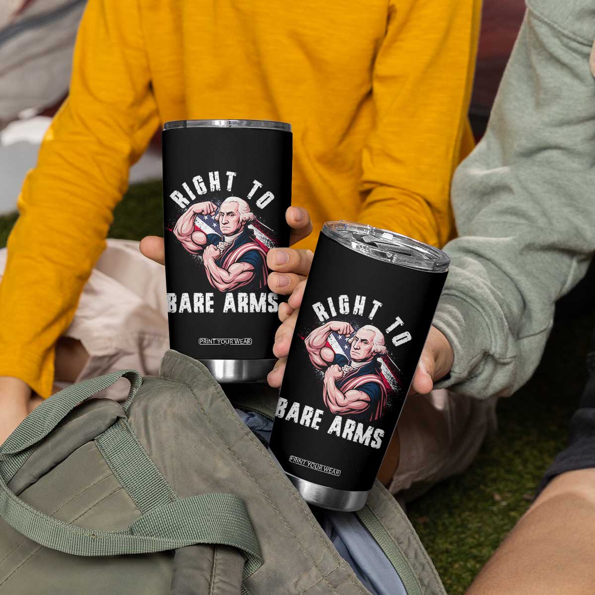 Funny Right To Bare Arms Tumbler Cup 4th Of July Gym George Washington TS11 Print Your Wear