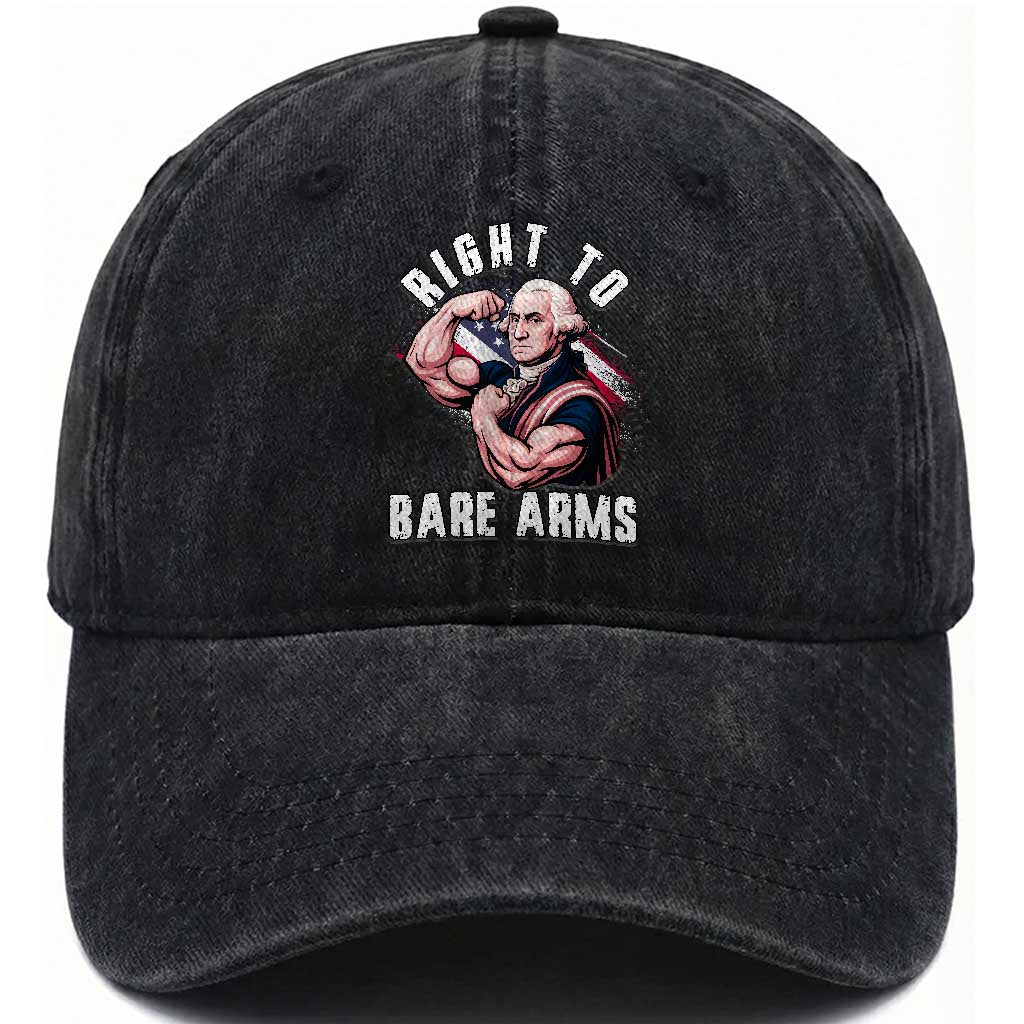 Funny Right To Bare Arms Washed Cotton Baseball Cap 4th Of July Gym George Washington TS11 Print Your Wear