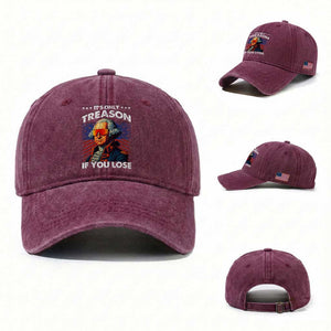 Funny Its Only Treason If You Lose George Washington Washed Cotton Baseball Cap 4th Of July TS11 Washed Cap Universal Fit Burgundy Print Your Wear