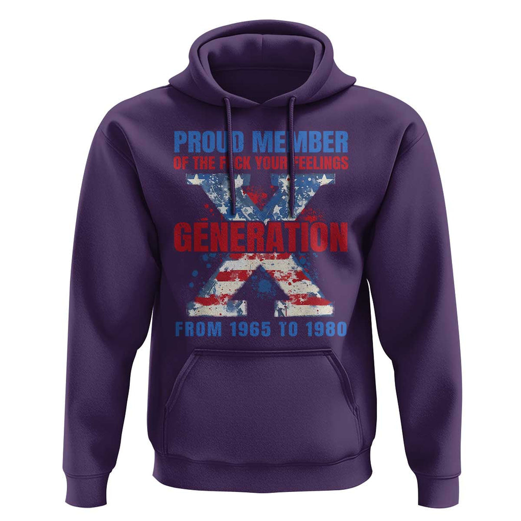 Gen X Hoodie Proud Member Of The Fuck Your Feelings American Flag TS11 Purple Print Your Wear