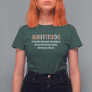 Funny Aunt T Shirt For Women Auntitude Leopard Nephew Niece TS11 Dark Forest Green Print Your Wear