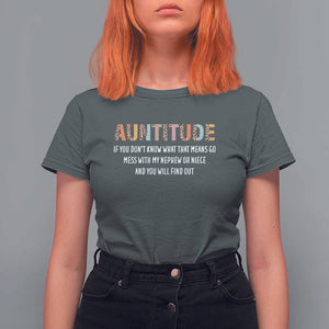 Funny Aunt T Shirt For Women Auntitude Leopard Nephew Niece TS11 Dark Heather Print Your Wear