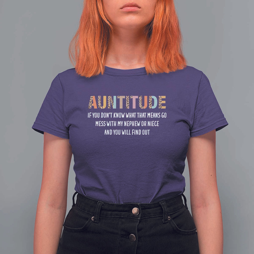 Funny Aunt T Shirt For Women Auntitude Leopard Nephew Niece TS11 Purple Print Your Wear