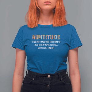 Funny Aunt T Shirt For Women Auntitude Leopard Nephew Niece TS11 Royal Blue Print Your Wear