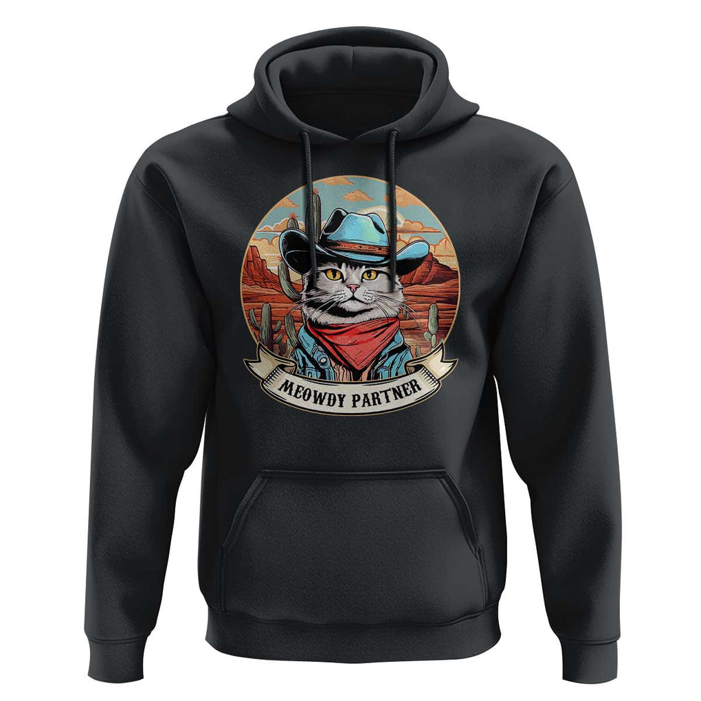 Meowdy Partner Hoodie Cowboy Cat Country Western Pet Owner TS11 Black Print Your Wear