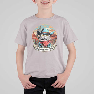 Meowdy Partner T Shirt For Kid Cowboy Cat Country Western Pet Owner TS11 Ice Gray Print Your Wear