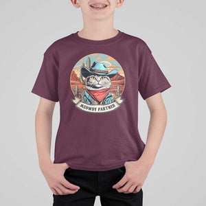 Meowdy Partner T Shirt For Kid Cowboy Cat Country Western Pet Owner TS11 Maroon Print Your Wear