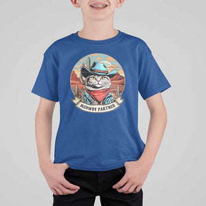 Meowdy Partner T Shirt For Kid Cowboy Cat Country Western Pet Owner TS11 Royal Blue Print Your Wear