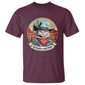 Meowdy Partner T Shirt Cowboy Cat Country Western Pet Owner TS11 Maroon Print Your Wear
