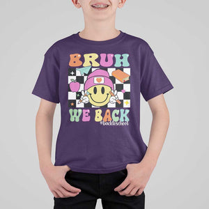Bruh We Back T Shirt For Kid Back To School Retro Groovy Smile Face TS11 Purple Print Your Wear
