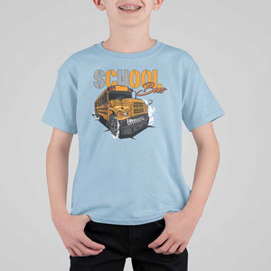 School Bus T Shirt For Kid Yellow Cool Bus Back To School TS11 Light Blue Print Your Wear