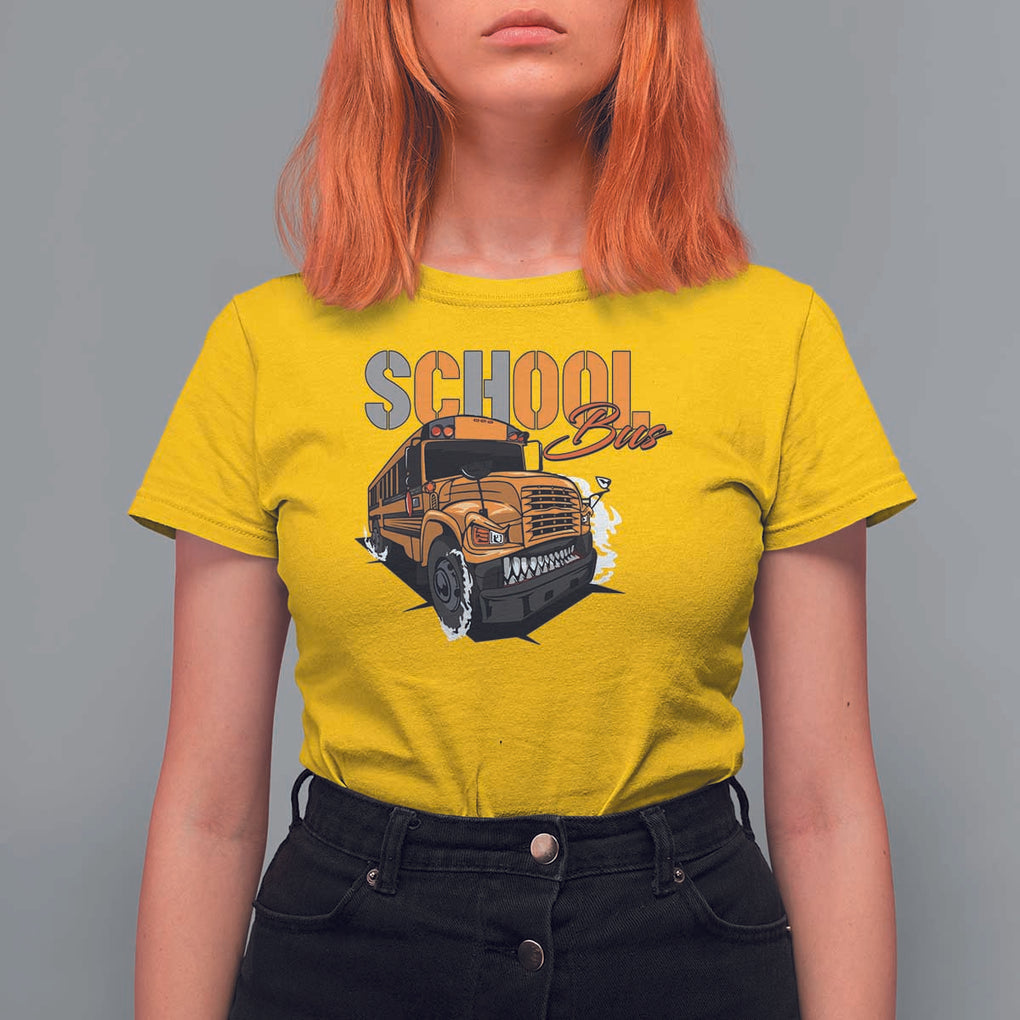 School Bus T Shirt For Women Yellow Cool Bus Back To School TS11 Daisy Print Your Wear