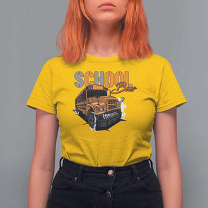 School Bus T Shirt For Women Yellow Cool Bus Back To School TS11 Daisy Print Your Wear