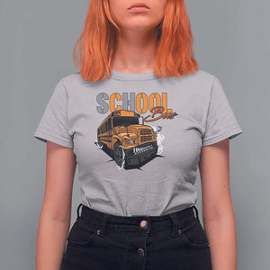 School Bus T Shirt For Women Yellow Cool Bus Back To School TS11 Ice Gray Print Your Wear