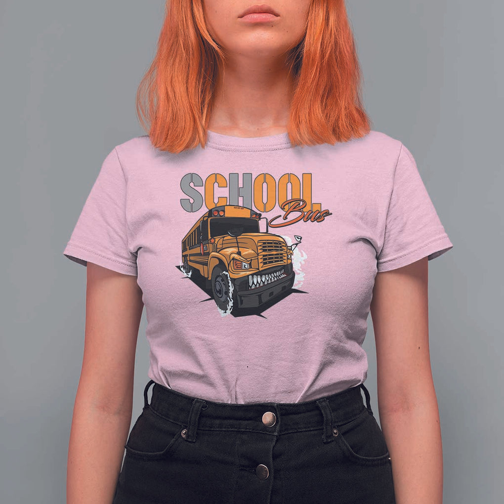 School Bus T Shirt For Women Yellow Cool Bus Back To School TS11 Light Pink Print Your Wear