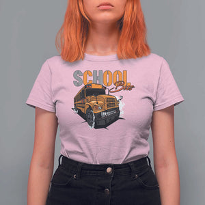 School Bus T Shirt For Women Yellow Cool Bus Back To School TS11 Light Pink Print Your Wear