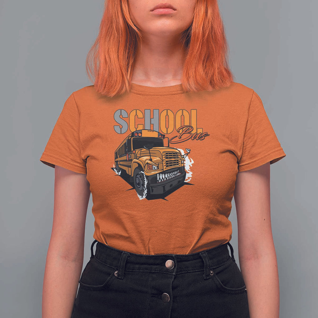 School Bus T Shirt For Women Yellow Cool Bus Back To School TS11 Orange Print Your Wear