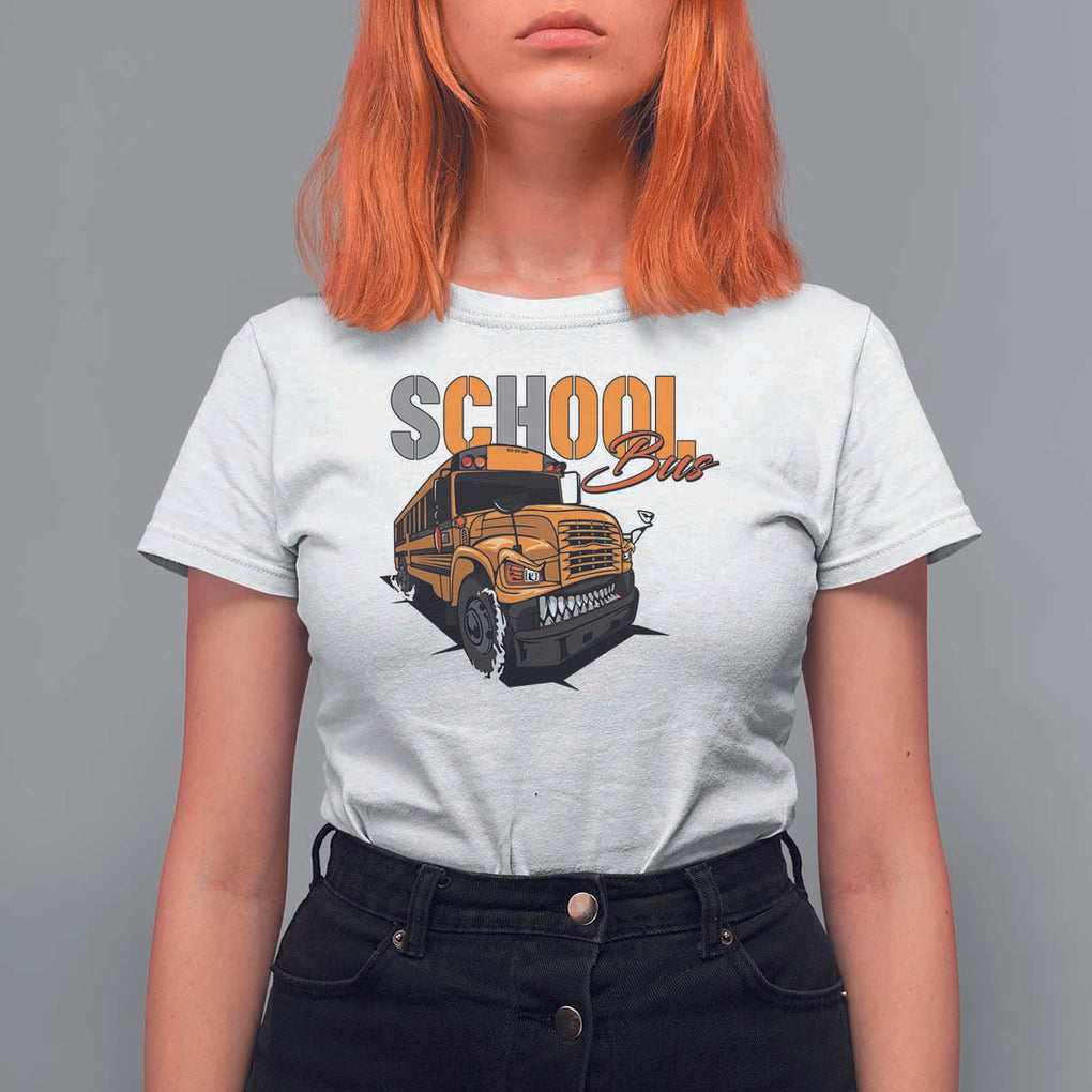 School Bus T Shirt For Women Yellow Cool Bus Back To School TS11 White Print Your Wear