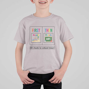 Teacher T Shirt For Kid First Beach Then Teach It's Back To School Time TS11 Ice Gray Print Your Wear