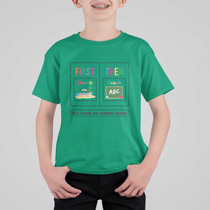 Teacher T Shirt For Kid First Beach Then Teach It's Back To School Time TS11 Irish Green Print Your Wear