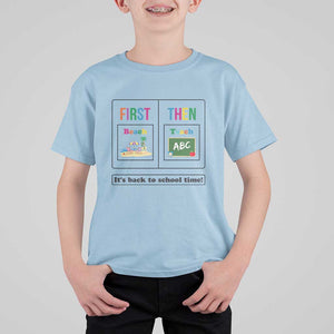 Teacher T Shirt For Kid First Beach Then Teach It's Back To School Time TS11 Light Blue Print Your Wear