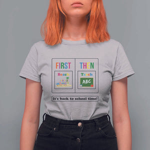 Teacher T Shirt For Women First Beach Then Teach It's Back To School Time TS11 Ice Gray Print Your Wear