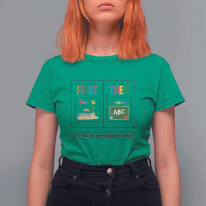 Teacher T Shirt For Women First Beach Then Teach It's Back To School Time TS11 Irish Green Print Your Wear