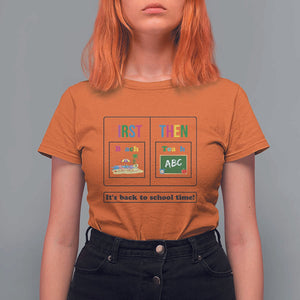 Teacher T Shirt For Women First Beach Then Teach It's Back To School Time TS11 Orange Print Your Wear