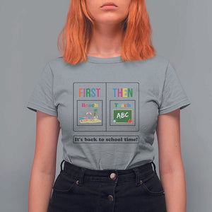 Teacher T Shirt For Women First Beach Then Teach It's Back To School Time TS11 Sport Gray Print Your Wear