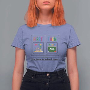 Teacher T Shirt For Women First Beach Then Teach It's Back To School Time TS11 Violet Print Your Wear