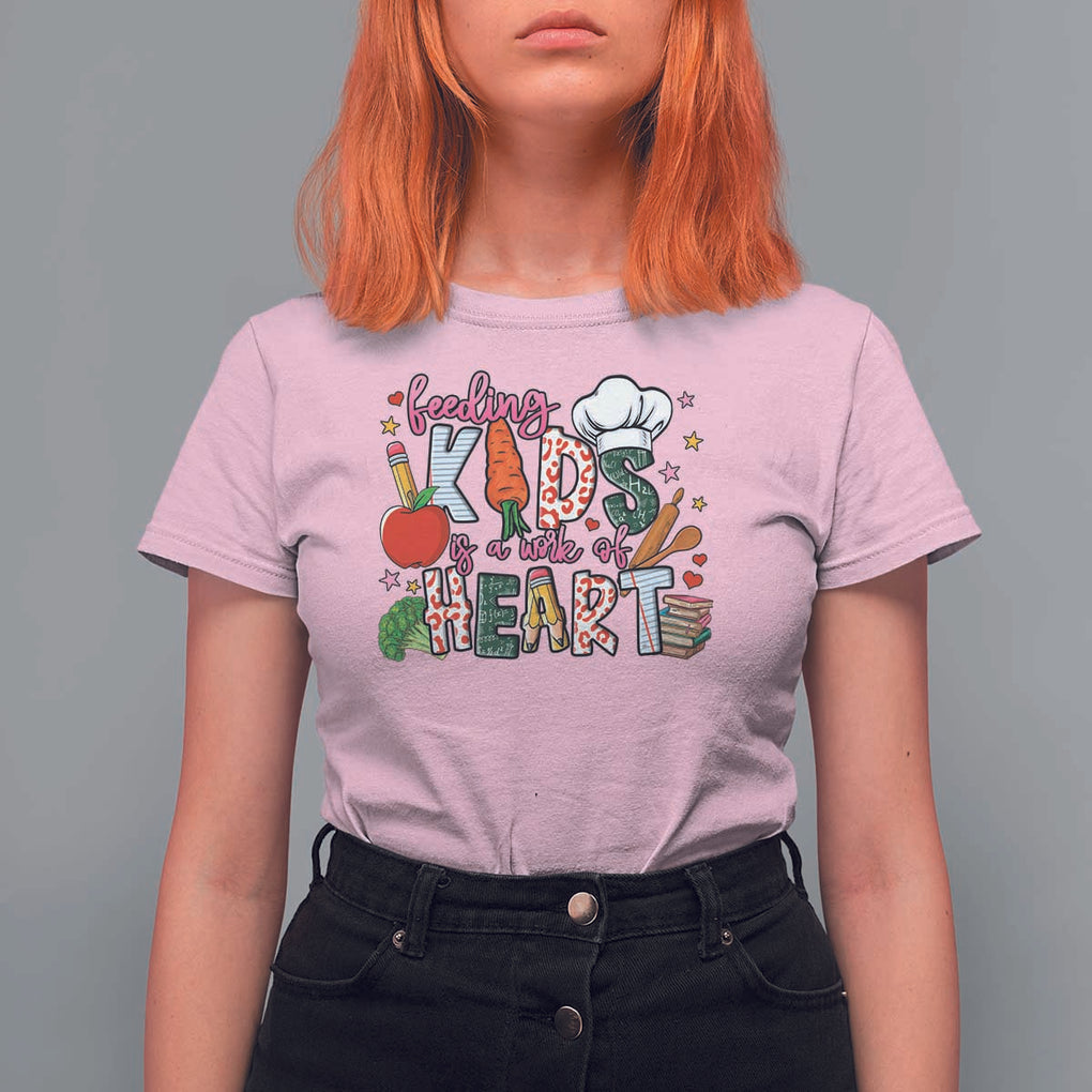 Lunch Lady T Shirt For Women Feeding Kids Is A Work Of Heart TS11 Light Pink Print Your Wear